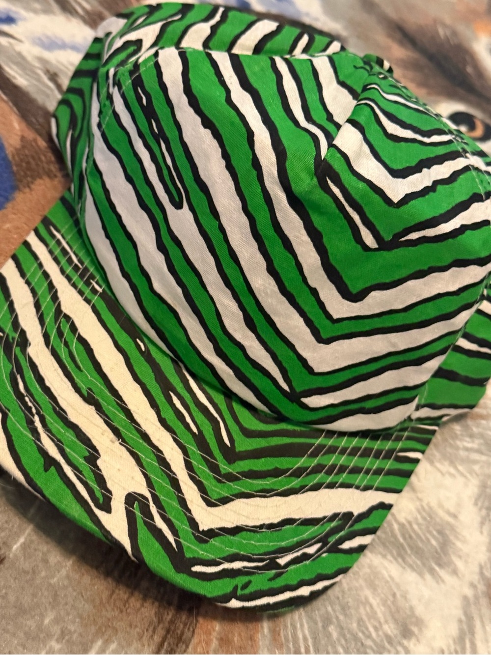 Green Zebra Print Cap - Youth Fashion Hat - Picture 2 of 4